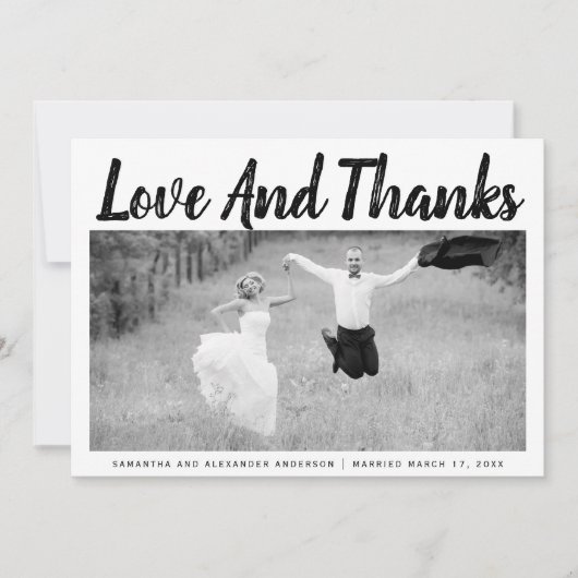 Bold Typografie Danke Hochzeit Foto (Vorderseite)