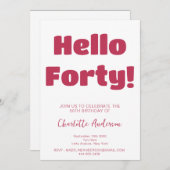 Bold Typografie Viva Magenta Moderne 40. Geburtsta Einladung (Vorne/Hinten)