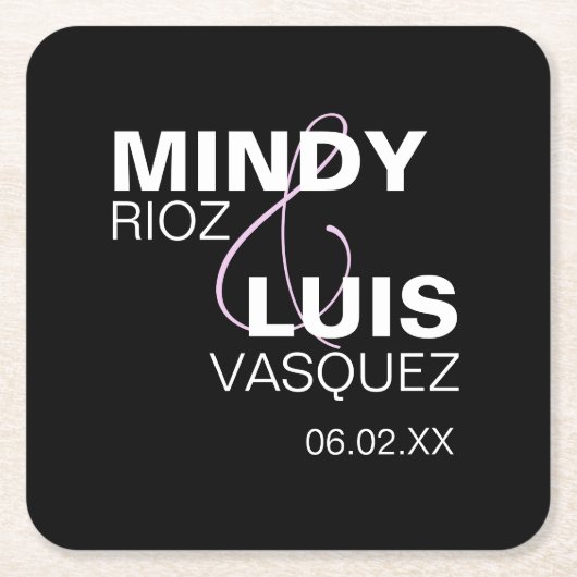 Bold Typografy Ampersand Pink Black Rechteckiger Pappuntersetzer (Vorderseite)