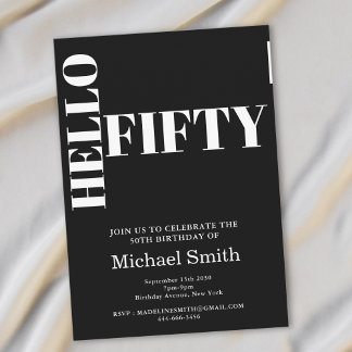 Bold Typografy Black Modern 50. Geburtstag Einladung