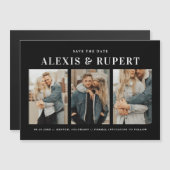 Bold Typografy Black Three Foto Save the Date Magneteinladung (Vorne/Hinten)