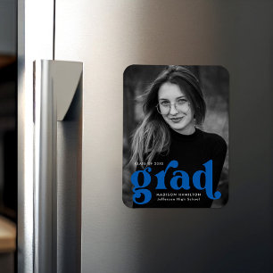 Bold Typografy Blue Foto Abschluss Magnet