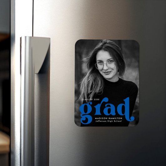 Bold Typografy Blue Foto Abschluss Magnet