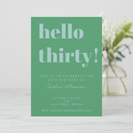 Bold Typografy Blue Green Modern 30. Geburtstag Einladung
