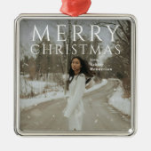 Bold Typografy Foto Modern Christmas Ornament Aus Metall (Vorne)