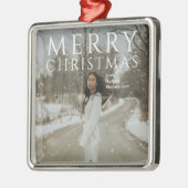 Bold Typografy Foto Modern Christmas Ornament Aus Metall (Links)