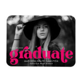 Bold Typografy Fuchsia Foto Abschluss Magnet (Horizontal)