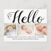 Bold Typografy "Hello" 3 Foto Birth Ankündigung (Vorderseite)