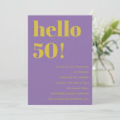Bold Typografy Lila Yellow Modern Birthday Einladung (Stehend Vorderseite)