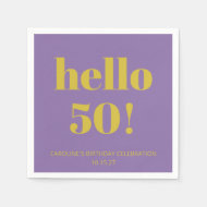 Bold Typografy Lila Yellow Modern Birthday Serviette