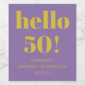 Bold Typografy Lila Yellow Modern Birthday Weinetikett (Einzelnes Label)