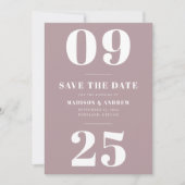 Bold Typografy Mauve Save the Date Lila (Vorderseite)