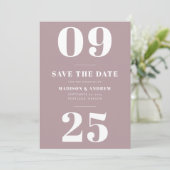 Bold Typografy Mauve Save the Date Lila (Stehend Vorderseite)