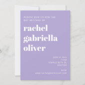 Bold Typografy Modern Lavender Bat Mitzvah Einladung (Vorderseite)