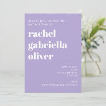 Bold Typografy Modern Lavender Bat Mitzvah