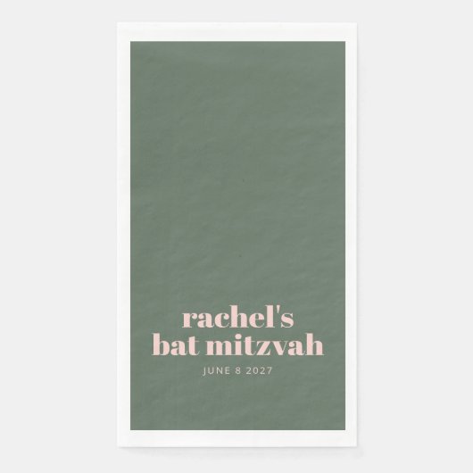 Bold Typografy Modern Pink Green Personalisiert Serviette (Vorderseite)