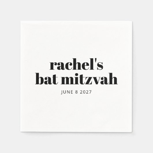 Bold Typografy Modern Schwarz-weiß Personalisiert Serviette (Vorderseite)