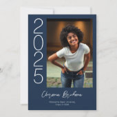Bold Typografy Navy Blue Foto Abschluss Einladung (Vorderseite)