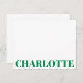 Bold Typografy Personalisiert Name Kelly Green Mitteilungskarte (Vorne/Hinten)