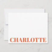Bold Typografy Personalisiert Name Orange Mitteilungskarte (Vorderseite)