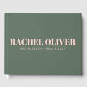 Bold Typografy Pink Green Custom Bat Mitzvah Gästebuch (Vorderseite)