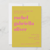 Bold Typografy Pink Yellow Modern Bat Mitzvah Einladung (Vorderseite)