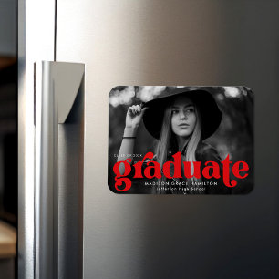 Bold Typografy Red Foto Abschluss Magnet