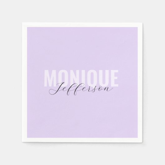 Bold Typografy & Script Lilac Lavender Monogram Serviette (Vorderseite)