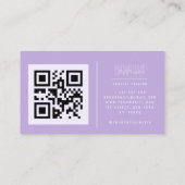 Bold Typografy & Script Lilac Lavender QR Code Bu Visitenkarte (Rückseite)