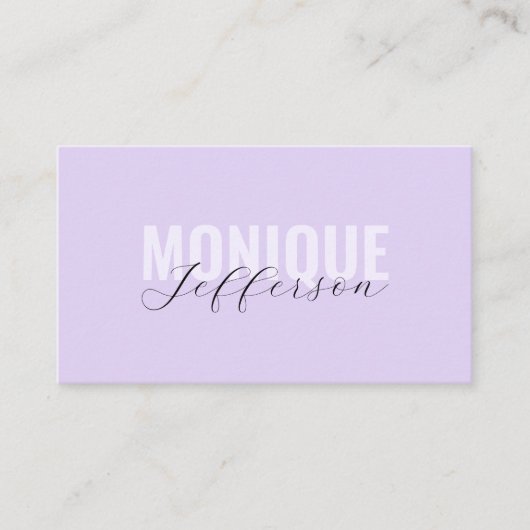 Bold Typografy & Script Lilac Lavender QR Code Bu Visitenkarte (Vorderseite)