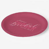 Bold Typografy Script Viva Magenta Brautparty Pappteller (Schrägansicht)