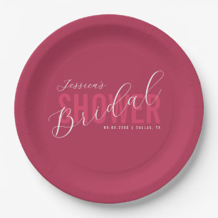 Bold Typografy Script Viva Magenta Brautparty Pappteller