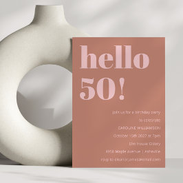 Bold Typografy Terracotta Blush Modern Birthday Einladung