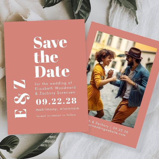 Bold Typografy Terracotta Foto Save the Date
