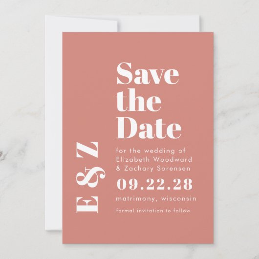 Bold Typografy Terracotta Foto Save the Date (Vorderseite)