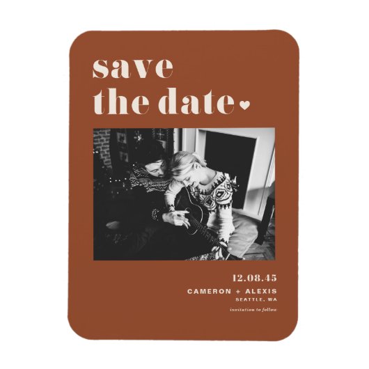 Bold Typografy Terracotta Foto Save the Date Magnet (Vertikal)