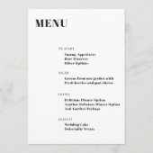 Bold Typografy White Modern Minimalistisch Menu Menükarte (Vorderseite)