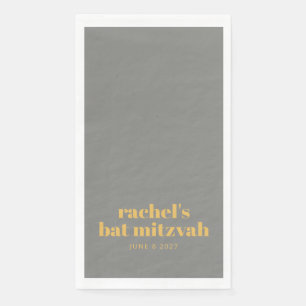 Bold Typografy Yellow and Gray Bat Mitzvah Name Serviette