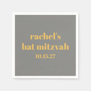 Bold Typografy Yellow Gray Custom Bat Mitzvah Serviette