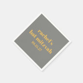 Bold Typografy Yellow Gray Custom Bat Mitzvah Serviette (Ecke)