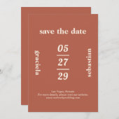 Bold Typographic Burnt Orange Modern Wedding Save The Date (Vorne/Hinten)