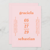 Bold Typographic Rainbow Sherbet Modern Wedding Einladung (Vorne/Hinten)