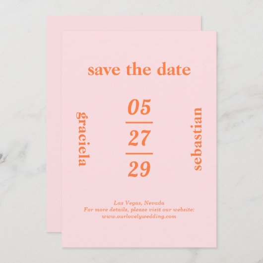 Bold Typographic Rainbow Sherbet Modern Wedding Save The Date (Vorne/Hinten)