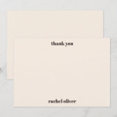 Bold Typography Brown Cream Cute Bat Mitzvah Name Dankeskarte (Vorne/Hinten)
