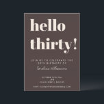 Bold Typography Brown Modern 30th Birthday Party Einladung<br><div class="desc">This birthday invitation in brown features bold typography and a rich, neutral color palette for a modern milestone celebration. The layout highlights the age front and center, paired with clean details for the guest of honor, date, time, and location. Personalize the name and event details to match your celebration style...</div>