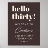 Bold Typography Brown Modern 30th Birthday Welcome Poster (Vorne)