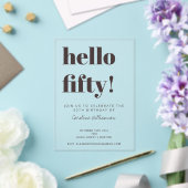 Bold Typography Brown Modern 50th Birthday Clear Acryleinladungen (In Situ (Hochzeit))