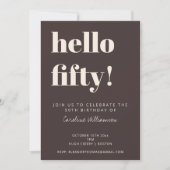 Bold Typography Brown Modern 50th Birthday Party Einladung (Vorderseite)