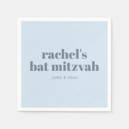 Bold Typography Cool Soft Blue Bat Mitzvah Name Serviette