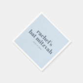 Bold Typography Cool Soft Blue Bat Mitzvah Name Serviette (Ecke)